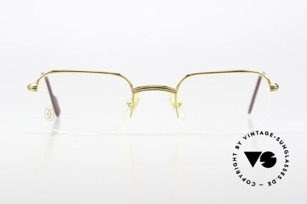 Cartier Broadway - M 1990er Originalbrille Eckig, Herren-Modell aus der Cartier 'Semi Rimless' Serie, Passend für Herren