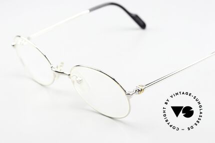 Cartier Saturne - S Ovale 90er Luxusbrille Unisex, kostbare, platin-plattierte Fassung, S Größe 49°19, 130, Passend für Herren und Damen