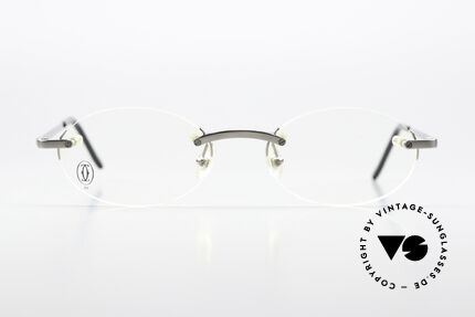 Cartier T-Eye Oval Titanium Brille Randlos, "O" steht für OVAL, Größe 49/19; 135mm Bügel, Passend für Herren und Damen