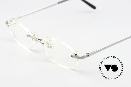 Cartier T-Eye Oval Titanium Brille Randlos, Titanium-Fassung mit edler Platin-Legierung, Passend für Herren und Damen