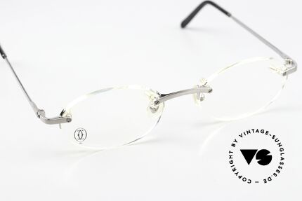 Cartier T-Eye Oval Titanium Brille Randlos, ungetragenes Cartier Original von 2006 + Etui, Passend für Herren und Damen
