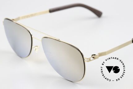 Mykita Mylon Leaf Gold Verspiegelte Gläser, made in Germany Designersonnenbrille für Kenner, Passend für Herren und Damen