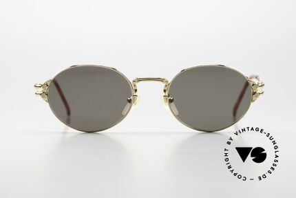 Jean Paul Gaultier 55-4173 Ovale Vintage Sonnenbrille, genialer Bügel-Klappmechanismus mit Sprungfedern, Passend für Herren und Damen