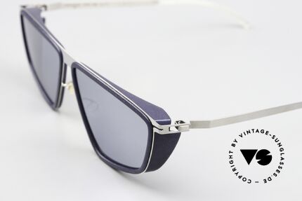 Mykita Mylon Tribe Silber Verspiegelt Navy Blue, futuristische Designersonnenbrille aus Berlin, Passend für Herren und Damen