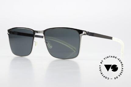 Mykita Yanir Polarisierende Brille Eckig, 051 "Shiny Silver" mit polarisierenden Sonnengläsern, Passend für Herren