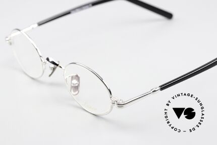 Lunor VA 101 Kleine Ovale Vintage Brille, Modell VA 101: Bügel aus einer Acetat-Metallkombi, Passend für Herren und Damen
