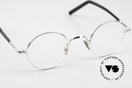 Lunor VA 110 Runde Unisexbrille Platin, platin-plattierte Front und Bügel mit Azetatüberzug, Passend für Herren und Damen