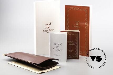 Cartier_ Leather Case Etui Für Brille Sonnenbrille, mit Steck-Lederetui in 'bordeaux rot' und gold, Passend für Herren und Damen