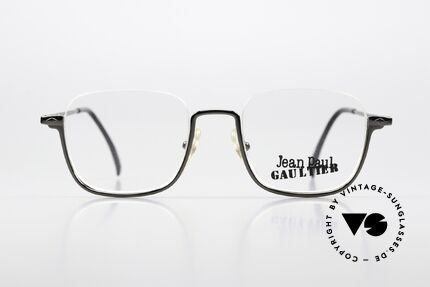Jean Paul Gaultier 55-7161 Eckige Vintage Brille Nylor, halb randlose Fassung - mal was völlig anderes!, Passend für Herren und Damen