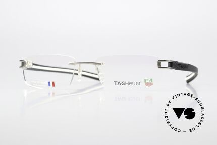 Tag Heuer 7643 Fold Avantgarde Brille Randlos, color code 003: schwarz / weiss - Ruthenium, Passend für Herren