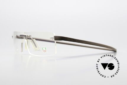 Tag Heuer 3502 Reflex Randlose Sport Luxusbrille, formbare "Racing" Bügel aus Elastomer-Gummi, Passend für Herren