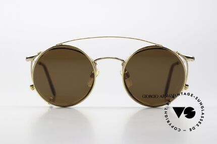 Giorgio Armani 132 Pantobrille Runder SunClip, vergoldete Fassung in SMALL Größe 47-19, 130mm, Passend für Herren und Damen