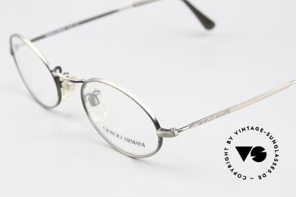 Giorgio Armani 118 Rare Alte Ovale 90er Brille, edle Rahmenlegierung in antik-silber, made in Italy, Passend für Herren