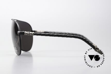 Chrome Hearts Double Dip Aviator Lederbrille Von 2002, entspiegelte ZEISS Sonnengläser in 'Dark Gray', Passend für Herren und Damen