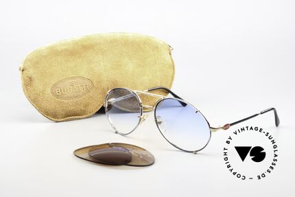 Bugatti 65822 80er Brille Wechselgläser, charakteristische Bugatti Herrenform (Tropfenform), Passend für Herren