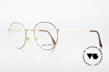 Giorgio Armani 201 49mm Panto Vintage Brille 90er, zeitloses 90er Jahre Modell mit Federscharnieren, Passend für Herren und Damen
