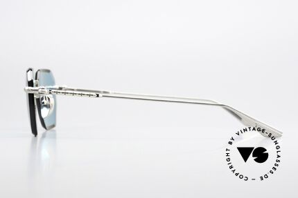 Chrome Hearts Hole Shot Sonnenbrille Randlos Titan, Brushed Silver mit 925er Sterling Silber Dekor, Passend für Herren und Damen