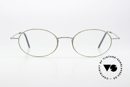 Lindberg 5503 Thintanium Dünne Titanbrille Unisex Oval, PU9: schwarze Bügel & silberne Front & grünes Inlay, Passend für Herren und Damen