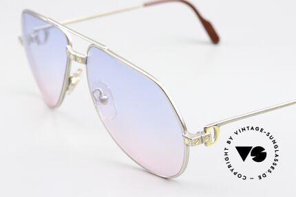 Cartier Vendome Santos - M Einzelstück Brille Von 1983, neue Sonnengläser in baby-blau / pink Verlauf, 100% UV, Passend für Herren und Damen