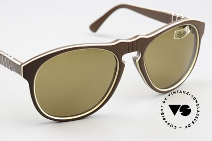 Persol 649/3 Ratti Sport Steve McQueen Sonnenbrille, extrem seltene SPORT-Ausführung in braun/weiß, Passend für Herren
