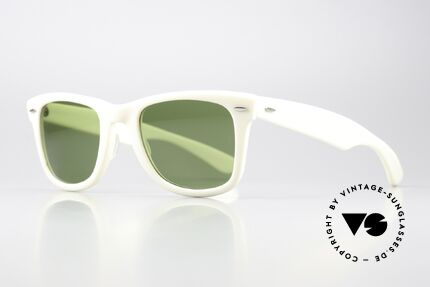 Ray Ban Wayfarer I USA RB3 Sonnenglas B&L, weißer Rahmen & grasgrüne RB3 Sonnengläser, Passend für Herren und Damen Ray Ban Wayfarer I USA RB3 Sonnenglas B&L, weißer Rahmen & grasgrüne RB3 Sonnengläser, Passend für Herren und Damen