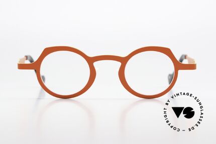 Theo Belgium Asia Titanium Brille Neon Orange, Modell ASIA aus der THEO 'Continent" Familie, Passend für Herren und Damen