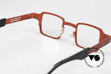 Theo Belgium Sixteen Titaniumbrille Rot Metallic, Glashöhe = 30mm = somit auch gleitsichtfähig, Passend für Damen