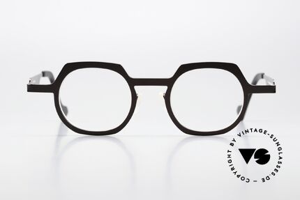 Theo Belgium America Titanium Brille Dunkelbraun, Mod. AMERICA aus der THEO 'Continent" Familie, Passend für Herren und Damen