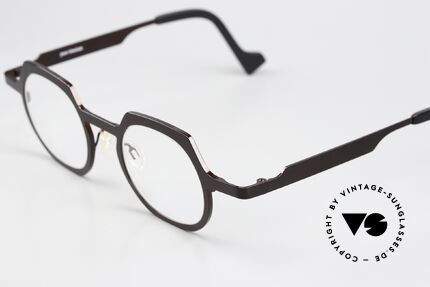 Theo Belgium America Titanium Brille Dunkelbraun, Avantgarde-Brille für Damen & Herren zugleich, Passend für Herren und Damen