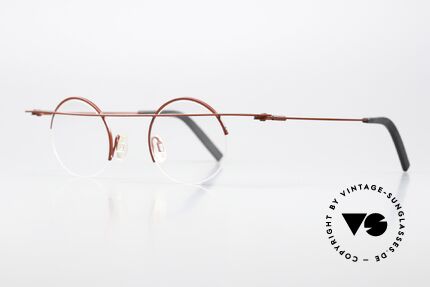 Theo Belgium Gnocchi Designerbrille Halb Randlos, Titan Unisex Modell, color 283 (rot & schwarz), Passend für Herren und Damen