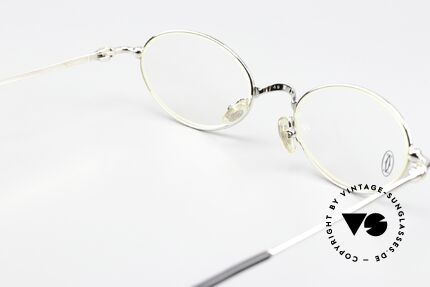 Cartier Mizar - M Ovale Luxus Brille Platin 90er, Glashöhe ist 30mm = nur sehr knapp gleitsichtfähig, Passend für Herren und Damen