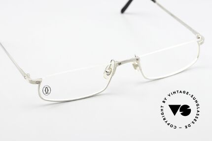 Cartier Half Moon Titanium Lesebrille Von 2009, Bezeichnung: Cartier T-Half Moon T8100684, Platin, Passend für Herren und Damen
