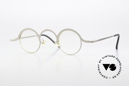 Theo Belgium Feu Kunstvolle Designerbrille 90s, rare vintage Theo Belgium Brille in silber-grau, Passend für Herren und Damen