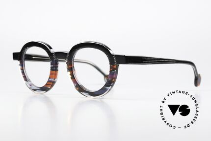 Theo Belgium Ayunan Schwarz Transparent Rot, Azetatbrille der "SWINGS BOLD" Serie, Gr. 44-29, Passend für Herren und Damen