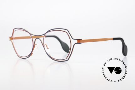 Theo Belgium Daytona Designerbrille Für Damen, Damenbrille, col. 433: Rot-Orange / Dunkelblau, Passend für Damen Theo Belgium Daytona Designerbrille Für Damen, Damenbrille, col. 433: Rot-Orange / Dunkelblau, Passend für Damen