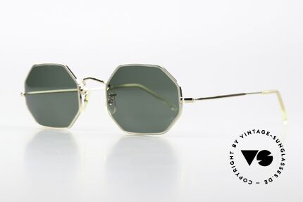 Algha Octag 70er Gold Filled Sonnenbrille, ACHTECKIGE Brillenform aus den späten 1970ern, Passend für Herren und Damen