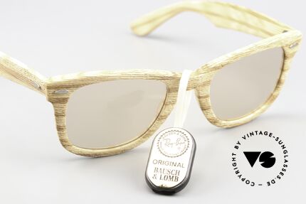Ray Ban Wayfarer I Woodies USA B&L 80er Wood, ungetragen (wie all' unsere vintage USA Ray-Bans), Passend für Herren und Damen Ray Ban Wayfarer I Woodies USA B&L 80er Wood, ungetragen (wie all' unsere vintage USA Ray-Bans), Passend für Herren und Damen