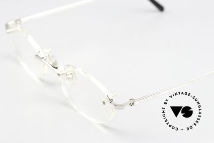 Cartier T-Eye Oval Randlose Platin Fassung, Titaniumbrille mit glänzender Platin-Legierung, Passend für Herren und Damen