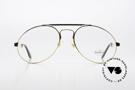 Bugatti 11941 80er Luxusbrille Für Herren, Rahmen in gold und schwarz; sehr selten & edel, Passend für Herren