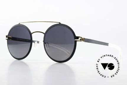 Mykita Lupita Decades Sun Collection 2018, Front dunkelblau/gold mit leicht verspiegelten Gläsern, Passend für Herren und Damen