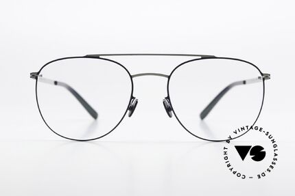 Mykita Nilsson Shiny Silver Und Navy Blue, markante Aviator-Brillenform aus der LITE Kollektion, Passend für Herren