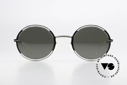 Mykita Giselle Damenbrille Silver Black Mirror, ovale Damensonnenbrille der Decades Sun-Collection, Passend für Damen