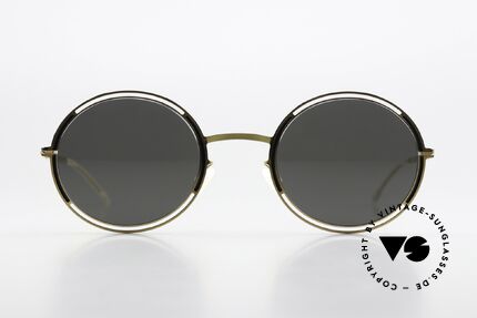 Mykita Giselle Damenbrille Gold Jet Black Grey, ovale Damensonnenbrille der Decades Sun-Collection, Passend für Damen