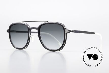 Mykita Mylon Alder Designersonnenbrille Eckig, c. 351 (pitch black / shiny silver gray gradient), Passend für Herren