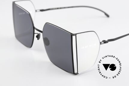Mykita Helmut Lang HL003 Eckige Brille Seitenscheiben, schwarze Fassung mit transparenten Seitenscheiben, Passend für Herren und Damen