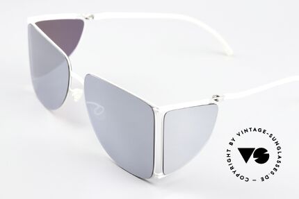 Mykita Helmut Lang HL002 White Silver Flash Verspiegelt, color 872: 'White / Silver Flash Sides Silver Flash', Passend für Herren und Damen