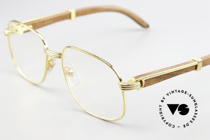 Cartier Monceau 90er Bubinga Edelholzbrille, vergoldete Fassung mit original Cartier Lederetui, Passend für Herren und Damen Cartier Monceau 90er Bubinga Edelholzbrille, vergoldete Fassung mit original Cartier Lederetui, Passend für Herren und Damen