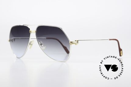 Cartier Vendome LC - L Platin Sonnenbrille Aviator 80er, dieses Modell mit LC-Dekor in LARGE Größe 62-14, 140, Passend für Herren