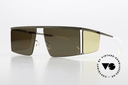 Mykita Helmut Lang HL001 Camou Green Jelly Yellow Sides, eine minimalistisch-avantgardistische Sonnenbrille, Passend für Herren und Damen Mykita Helmut Lang HL001 Camou Green Jelly Yellow Sides, eine minimalistisch-avantgardistische Sonnenbrille, Passend für Herren und Damen