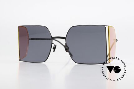 Mykita Helmut Lang HL003 Black Frame With Fluo Pink Sides, Mykita Sonnenbrille, Mod. HL003, Gr. 54/20, c. 871, Passend für Herren und Damen Mykita Helmut Lang HL003 Black Frame With Fluo Pink Sides, Mykita Sonnenbrille, Mod. HL003, Gr. 54/20, c. 871, Passend für Herren und Damen